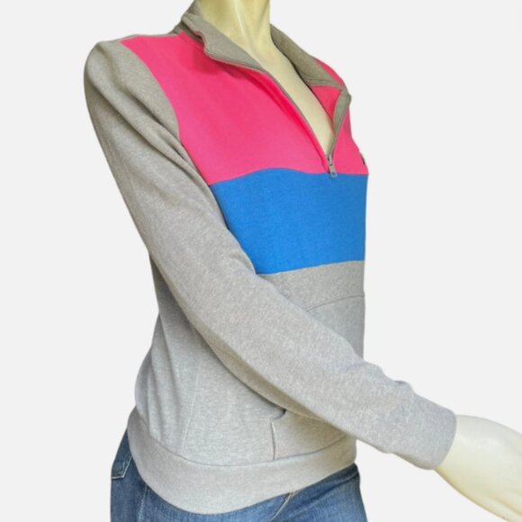 Victoria's Secret Pink Blue Gray & Pink Colorblock 1/4 Zip Sweatshirt - 6008 - Picture 4 of 5